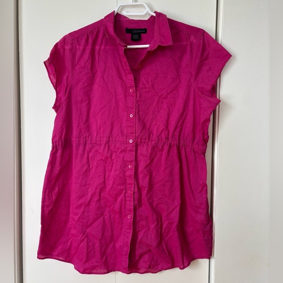 🎉4/30$🎉 Calvin Klein Jeans Hot Pink Blouse - Vintage - Picture 1 of 4